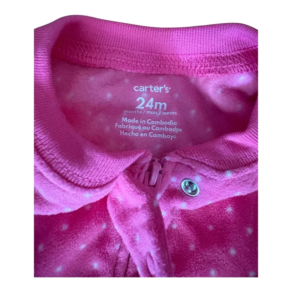 Carters Girls 24M Fleece Footed Pajamas Lot 2 Unicorn Floral Pink Blue Sleeper